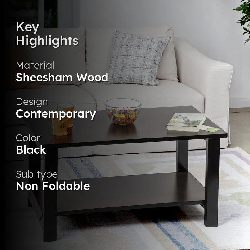 Yavro Sheesham Wooden Center Table - Black media 2