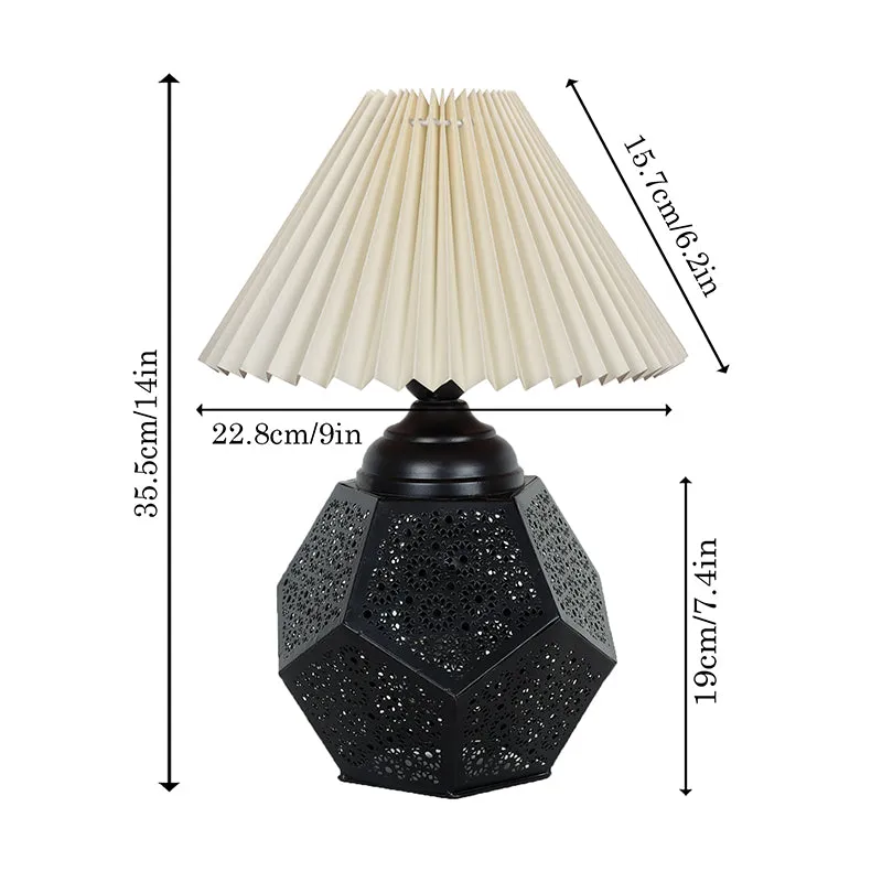 French Pleat Hex Metal Table Lamp - Ivory,Black media 5