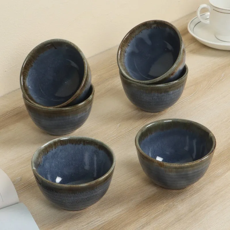 Celeste Snack Bowls (Blue,200 mL Each) - Set Of Six media 1