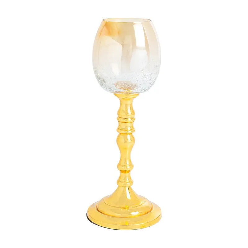 Polido Textured Glass Candle Holder - Gold media 3