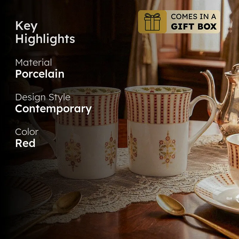 Gilded Classic 24k Gold Brushed Porcelain Coffee Mug (300 mL Each) - Set Of Six media 2