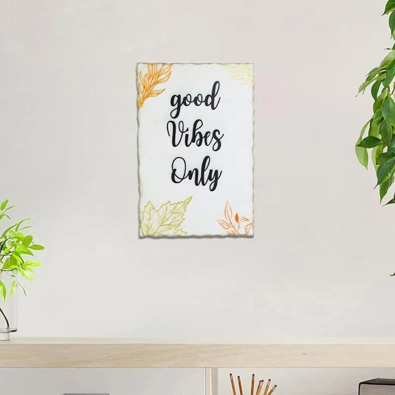 Good Vibes Only Leafy Printed Marble Wall Accent media 1