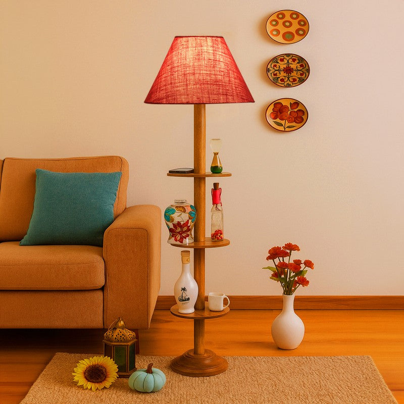 Vintage Glow Light Wooden Floor Lamp - Pink