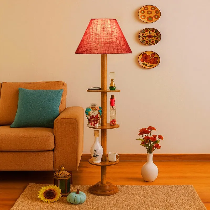 Vintage Glow Light Wooden Floor Lamp - Pink media 1