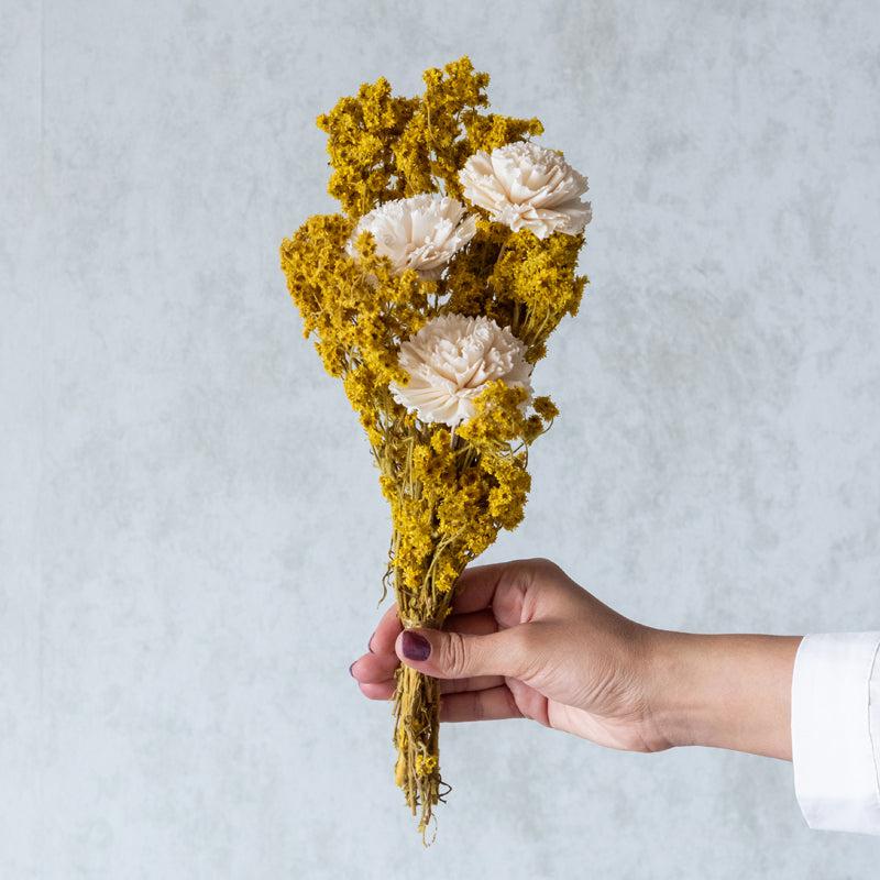 Nima Yellow Dried Flower Bunch With Vase media 4