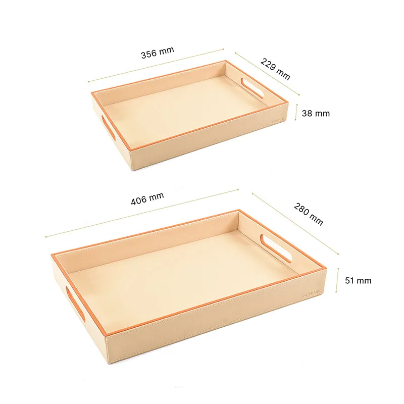 Tisca Faux Leather Serving Tray (Beige) - Set Of Two media 8