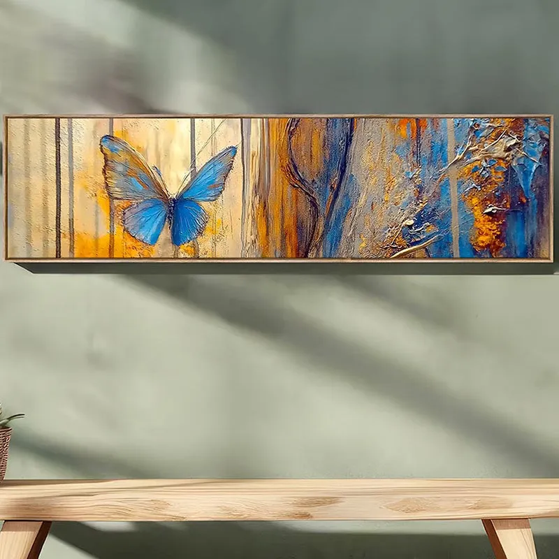 Blue Mariposa Modern Canvas Wall Art With Frame media 3