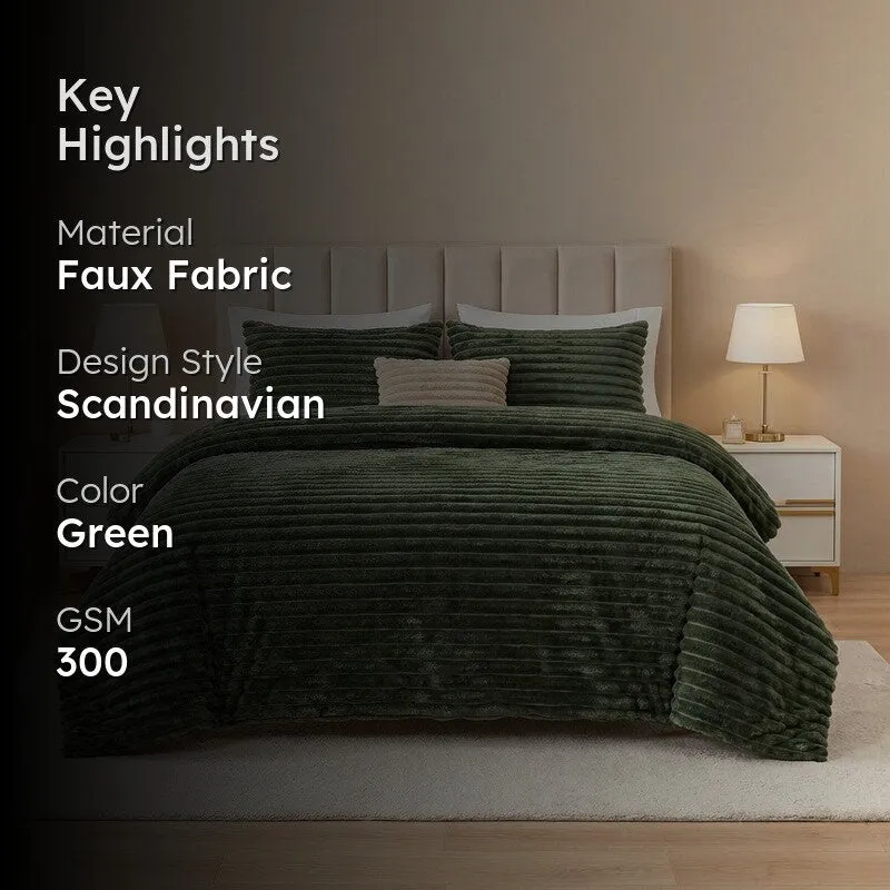 Sleep Scape Faux Fabric Blanket (Green)- 300 GSM media 2