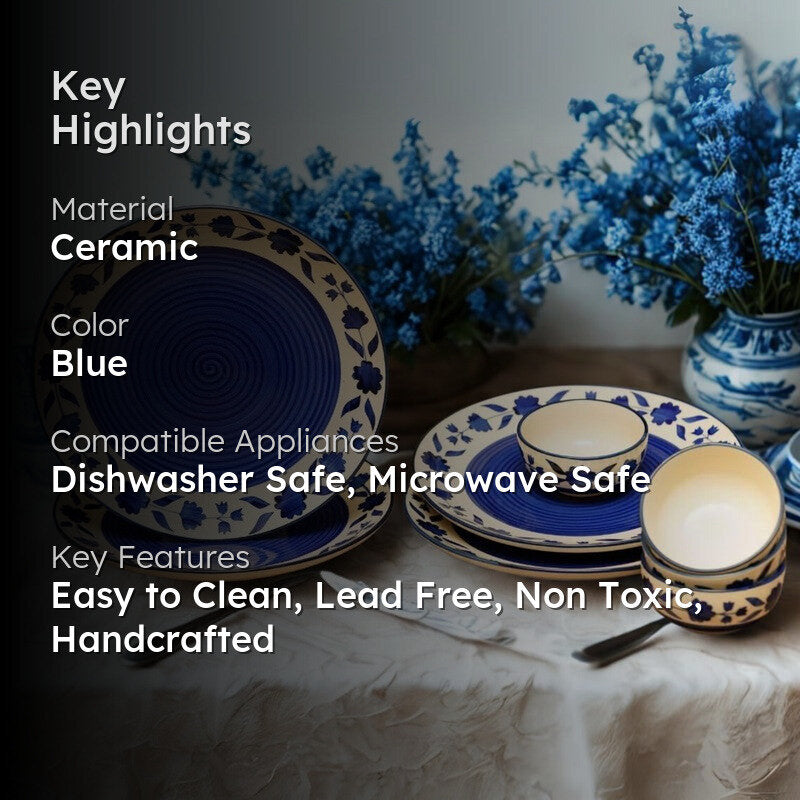Clayora Forma Ceramic Dining Set (Blue) - Eight Piece Set media 2