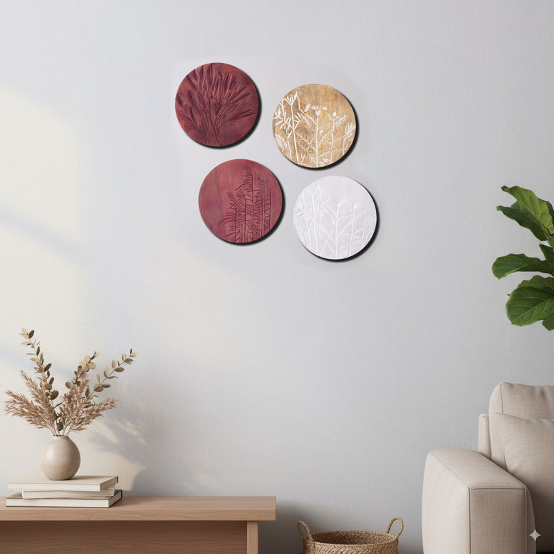 Nature's Tapestry Wooden Wall Plates - Set Of Four