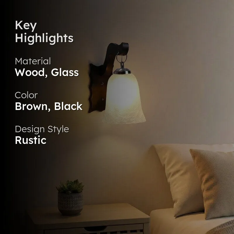 Crystal Bloom Wavy Dark-Wood Glass Wall Lamp media 2