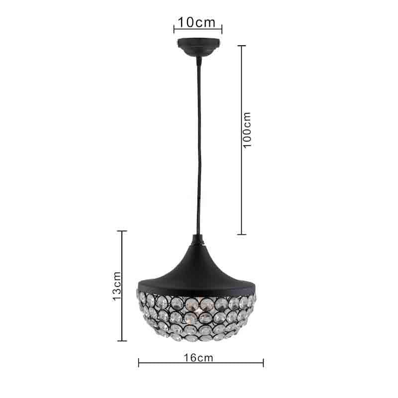Crystal Crown Metal Ceiling Lamp - Black media 6