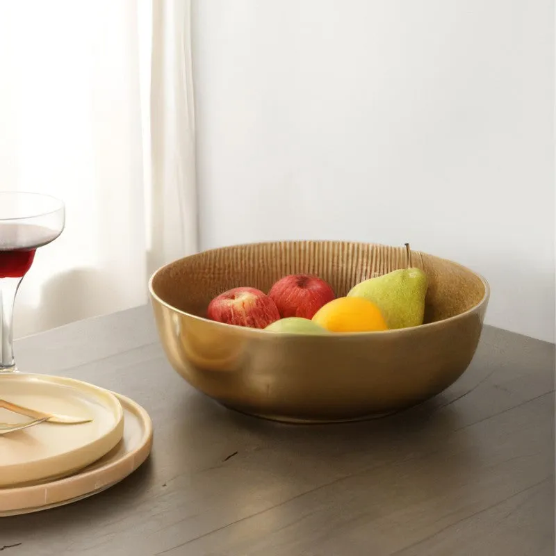 Golden Textured Serving Bowl media 1