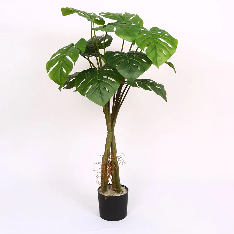Monever Artificial Monstera With Black Plastic Pot - 3 Feet media 4