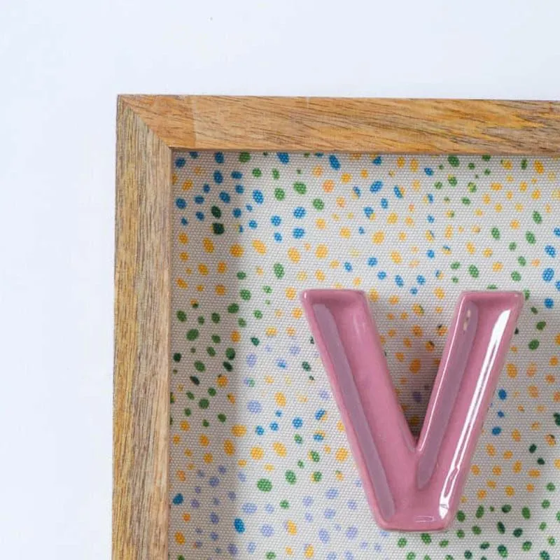 (V) Mini Mottled Mono Ceramic & Wooden Wall Accent - Pink media 3