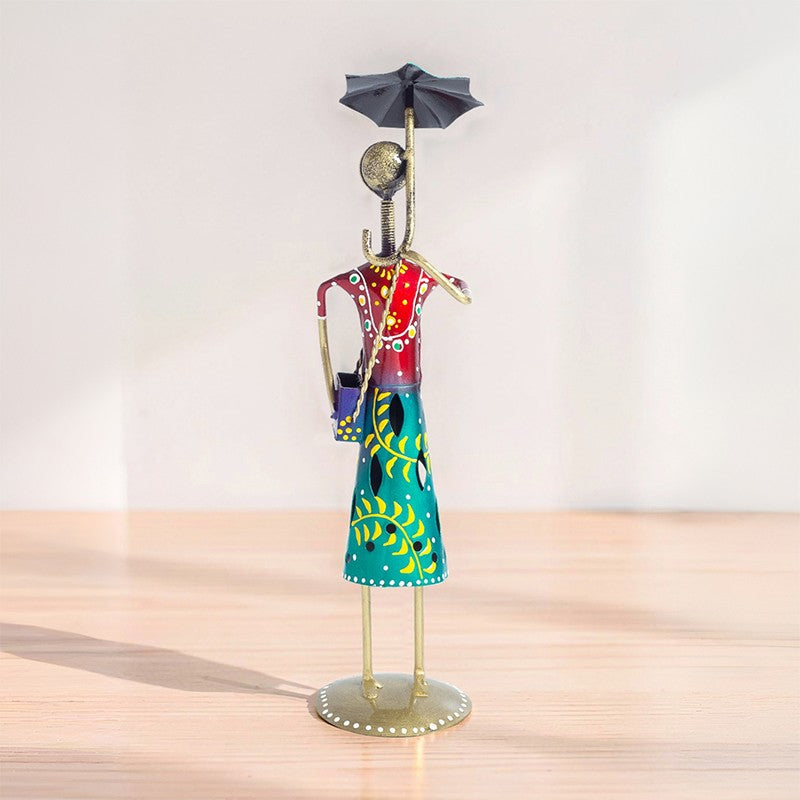 Elegant Lady Iron Showpiece - Red,Green