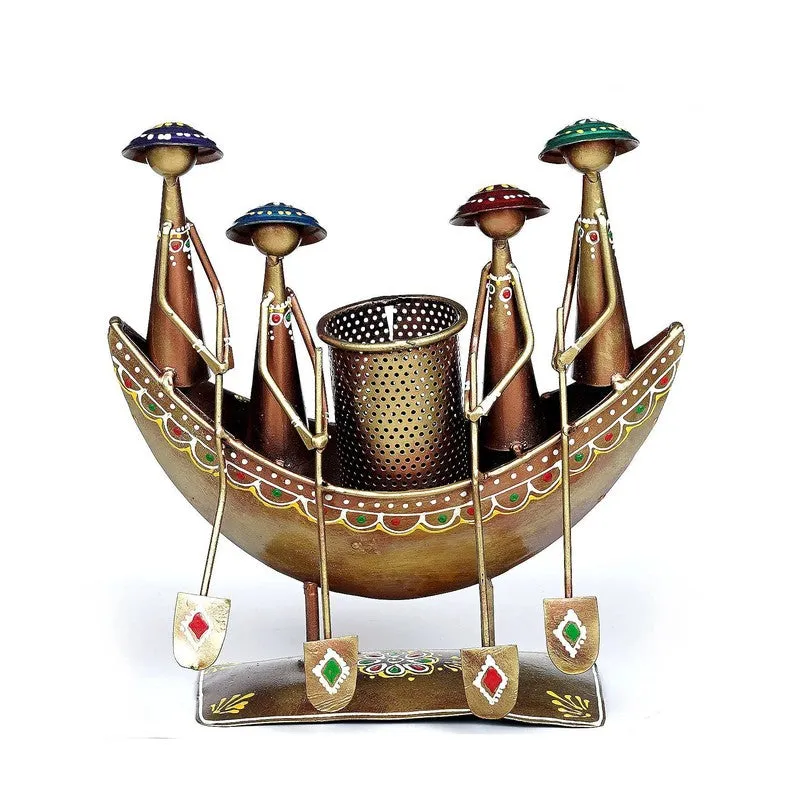 Handcrafted Iron Boat Pen Stationery Holder media 3