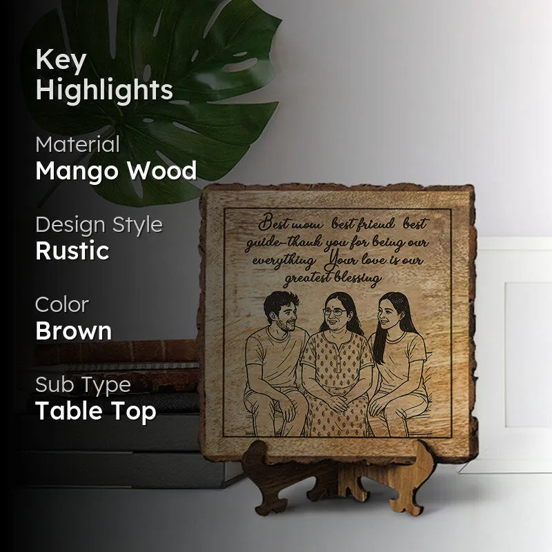 Best Mom Best Friend Best Guide Wood Showpiece - Square media 2