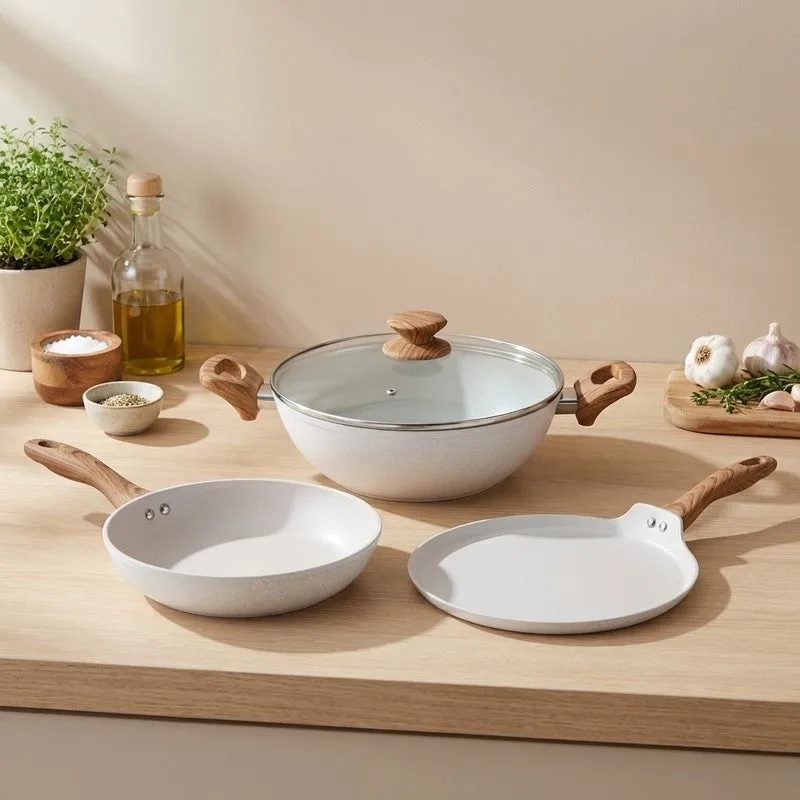 Salford Non Stick Cookware Set (White) - Three Piece Set media 1