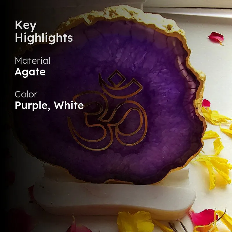 Sacred Om Tealight Candle Holder - Purple media 2