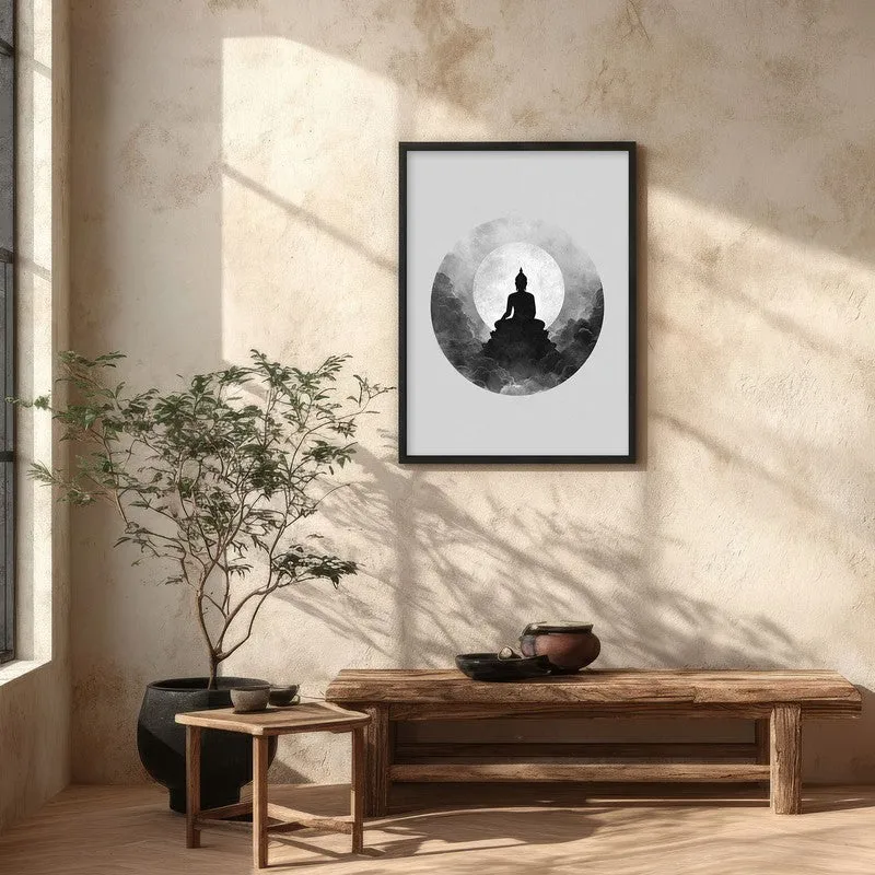 Eclipse of Peace Buddha Wall Painting With Black Frame media 5