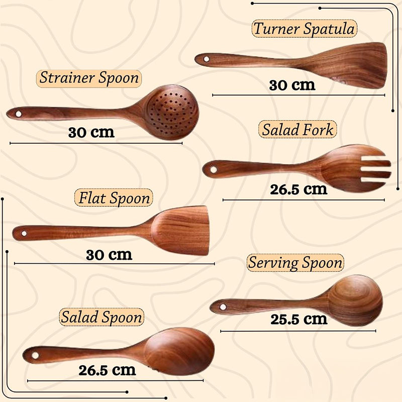 Knotis Sheesham Wood Serving Spoon - Six Piece Set image 6