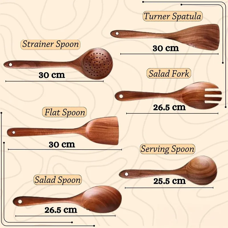 Knotis Sheesham Wood Serving Spoon - Six Piece Set media 6