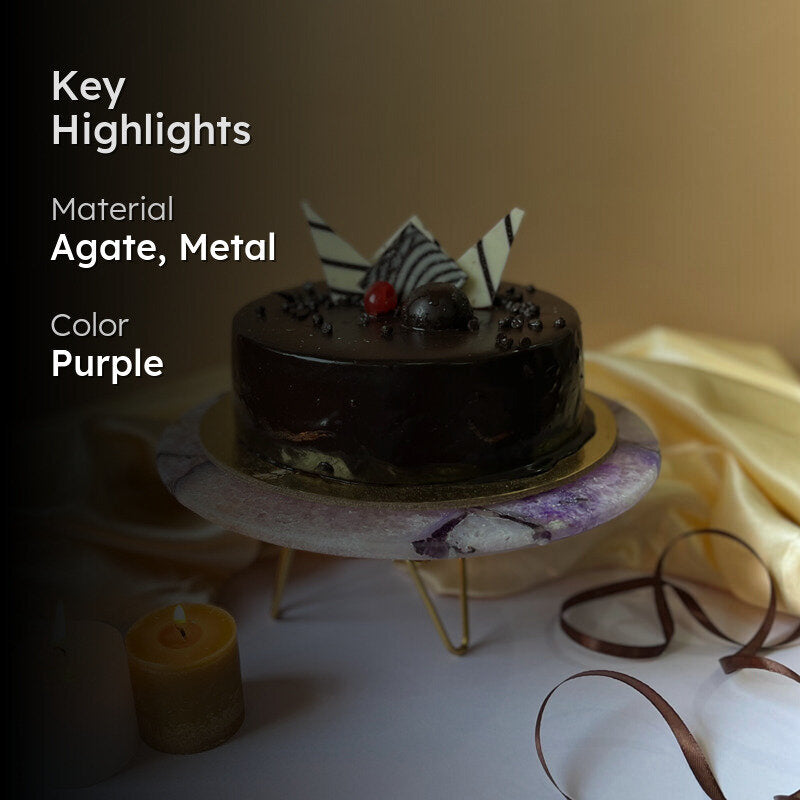 Myrla Handcrafted Agate Cake Stand - Purple media 2