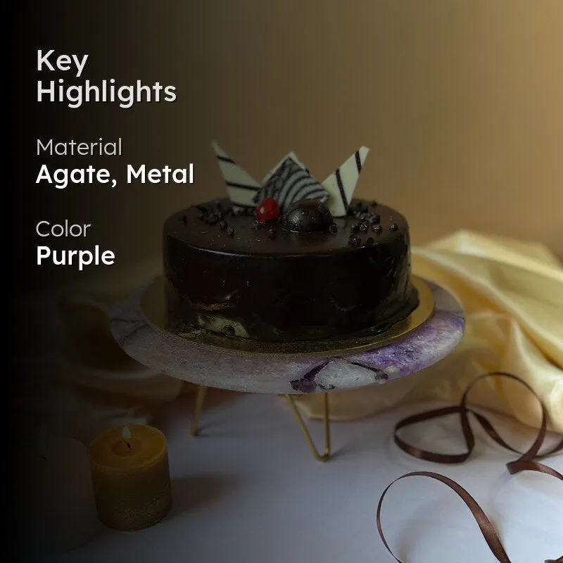 Myrla Handcrafted Agate Cake Stand - Purple media 2