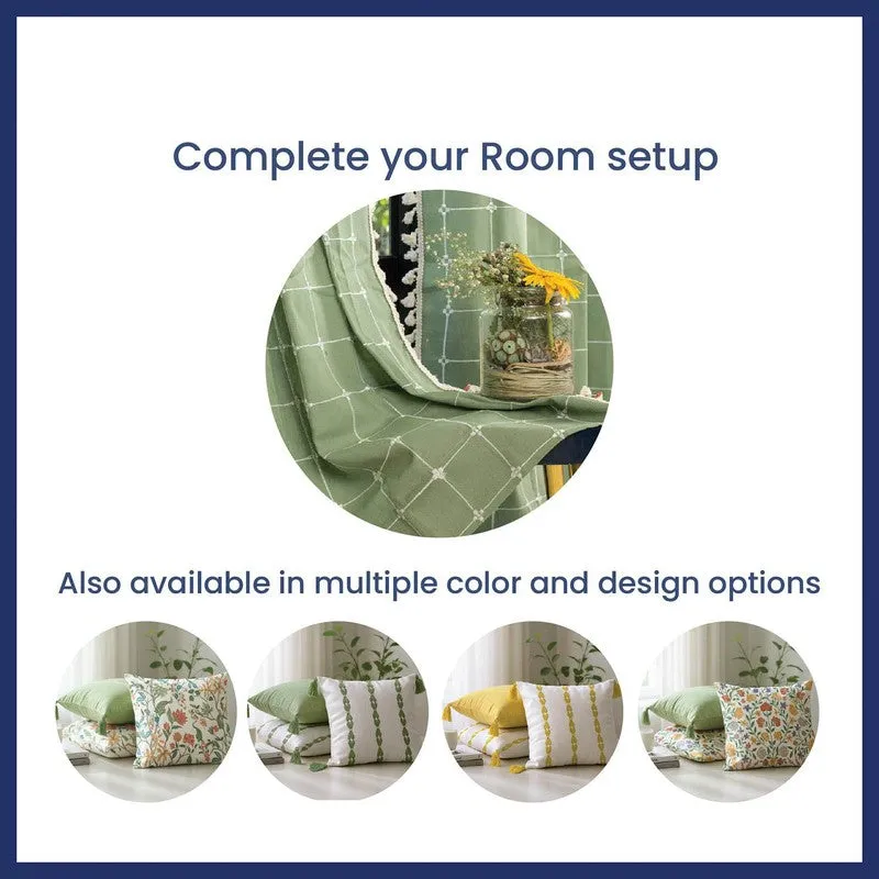 Urban Space SoftWeft White,Green Cotton Cushion Cover Set -  Set of Three media 5
