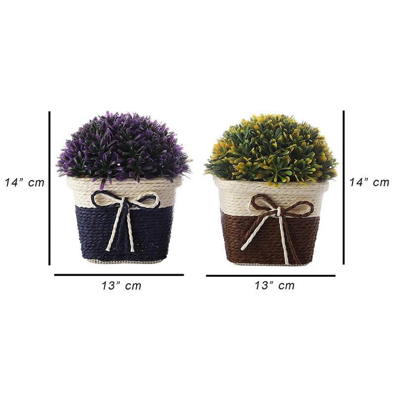Faux Abelia Artificial Plant In Basket Pot (Blue & Brown) - Set Of Two media 5