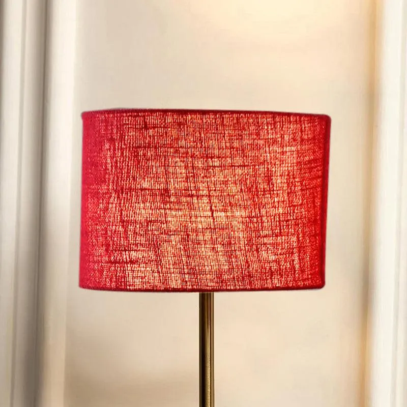 Loft Gleam Jute & Metal Table Lamp (Drum) - Maroon,Gold media 3