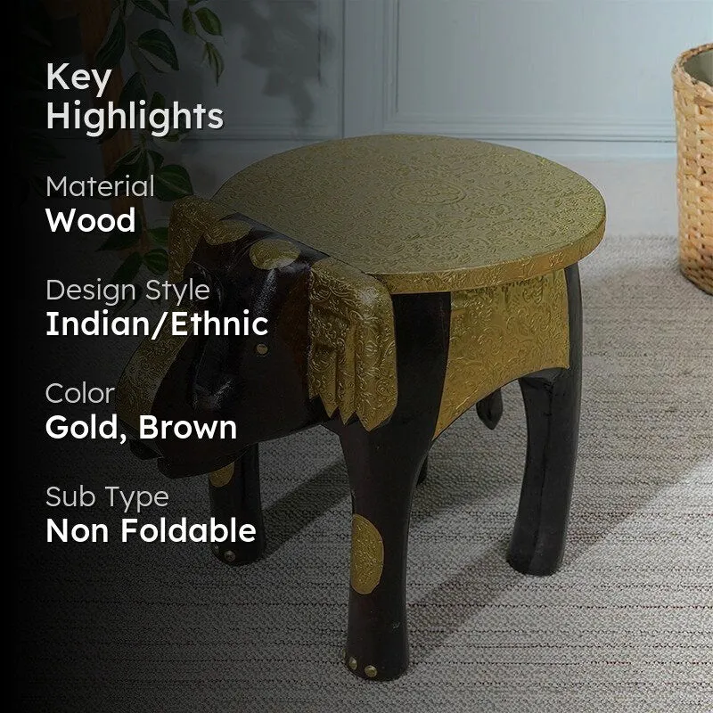 Gajendra Ethnic Wooden Stool media 2