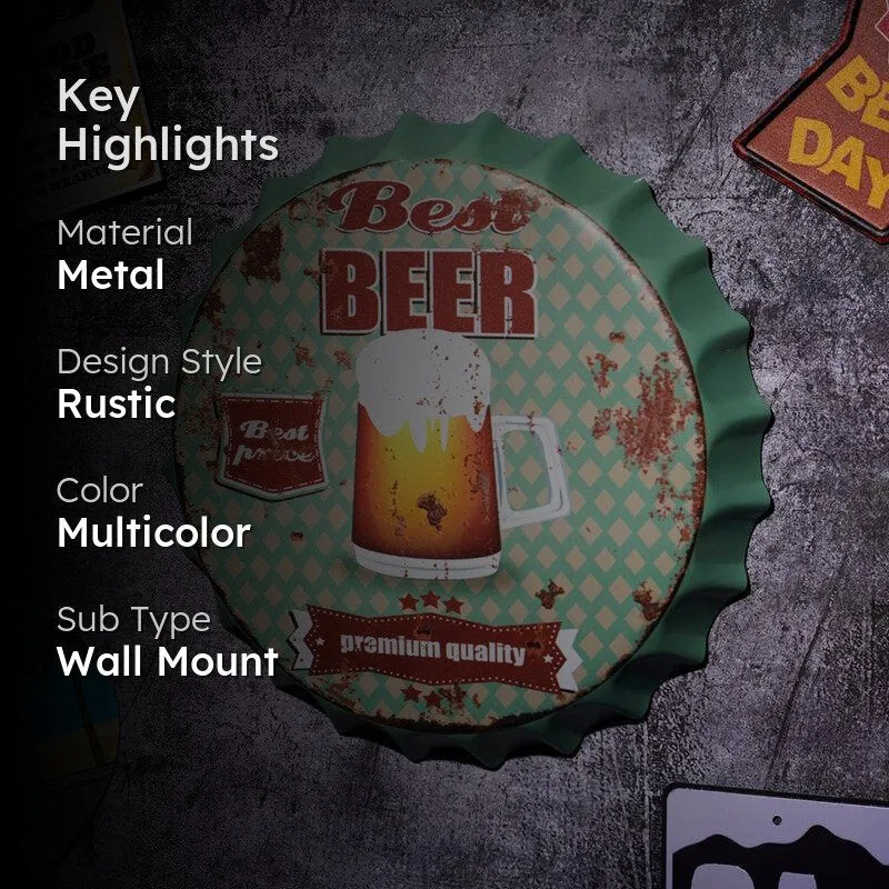 Best Beer Bottle Cap Metal Wall Accent media 2