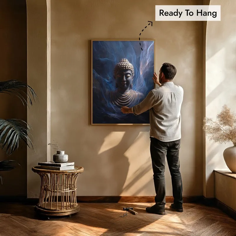 Cosmic Buddha Archival Paper Wall Painting With Brown Frame media 6