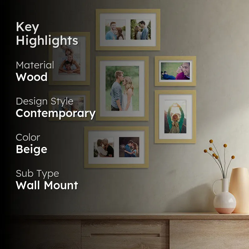 Thyra Synthetic Wood Photo Frame (Beige) - Set Of Seven media 2