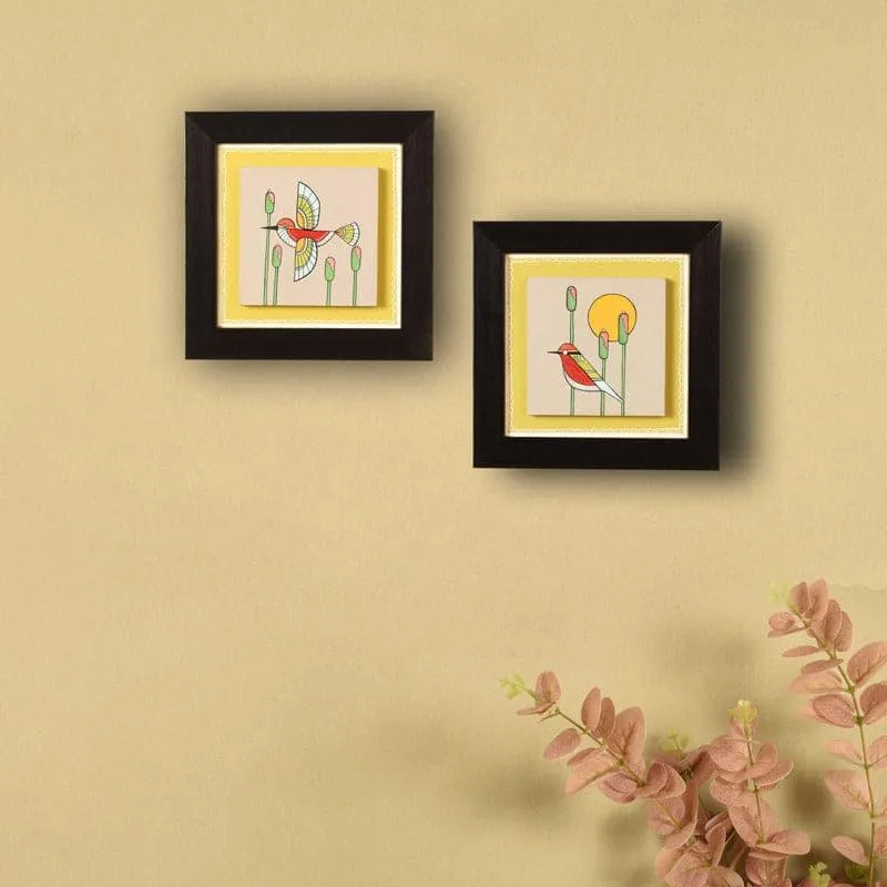 Chidiya Chore Wooden Wall Art - Set Of Two media 1