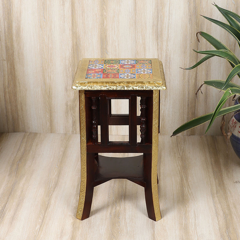 Devanta Brass Finish MDF Stool media 3
