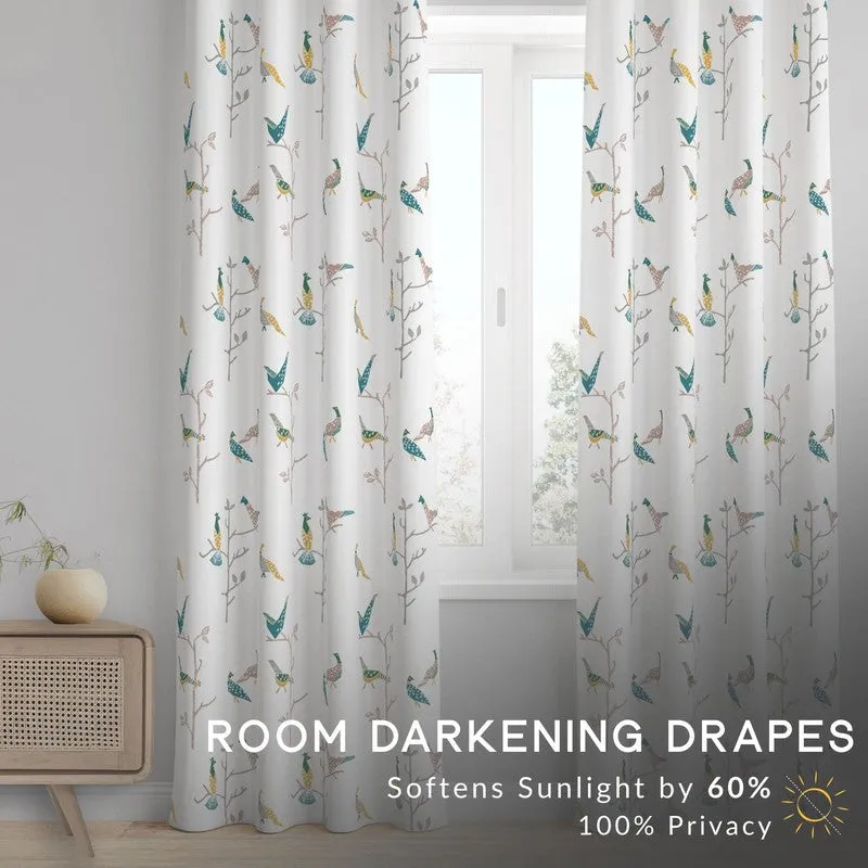 Tranquebar Home Nature Wings I Cotton Curtains(Blue) - Set Of Two media 4