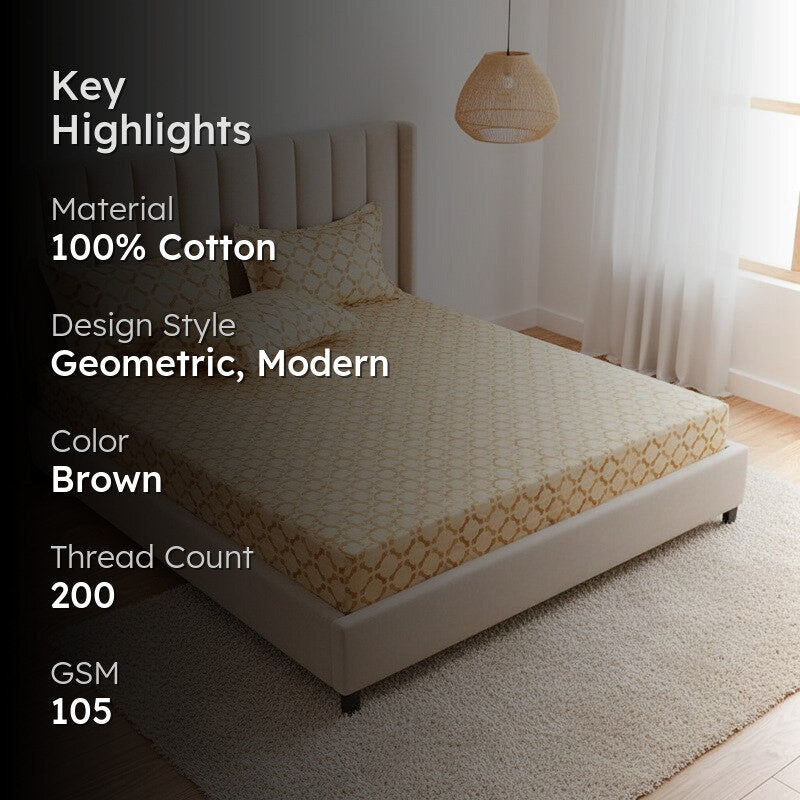 Ulrika Neva Cotton Bedsheet (Brown) - 200 TC media 2