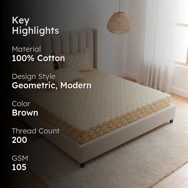 Ulrika Neva Cotton Bedsheet (Brown) - 200 TC media 2