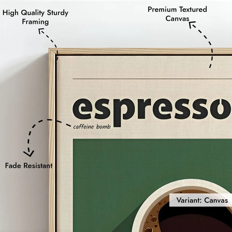Art Of Espresso Framed Canvas Archival Canvas Wall Painting - Natural Brown Frame media 5