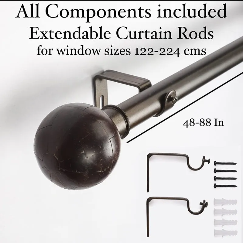 Orbis Extendable 1" Single Curtain Rod With Round Finial & Brackets media 5