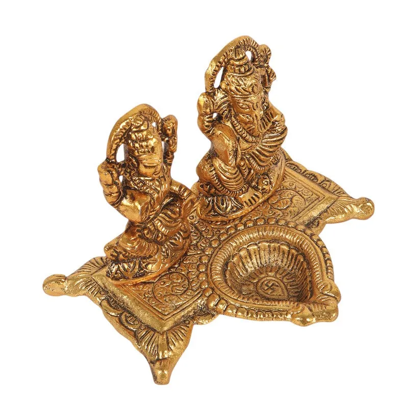 Mahalaxmi Ganesh Diya - Gold media 5