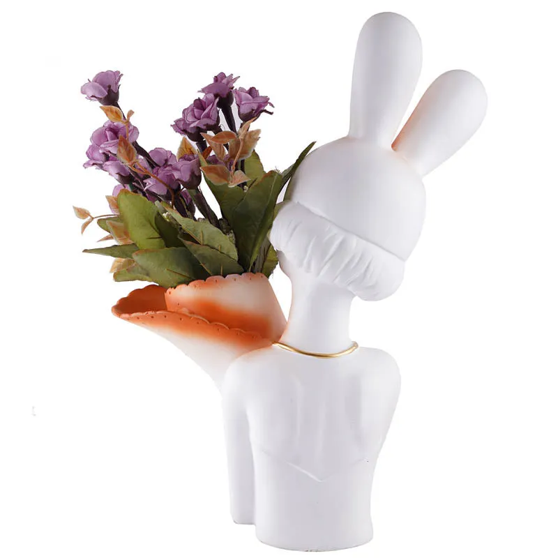 Thaisa Polyresin Vase - White & Orange media 5