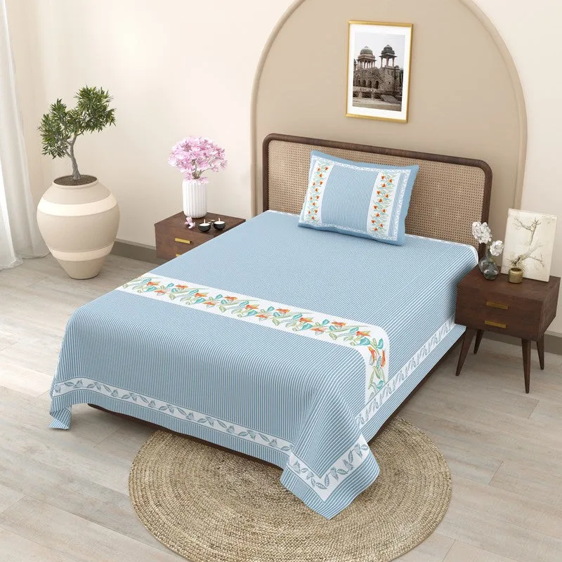 SignatureRest Cotton Bedsheet (Blue) - 180 TC media 1
