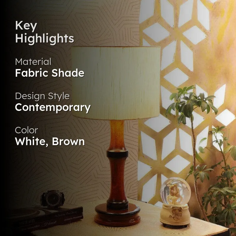 Meigar Troton Fabric Table Lamp - White,Brown media 2