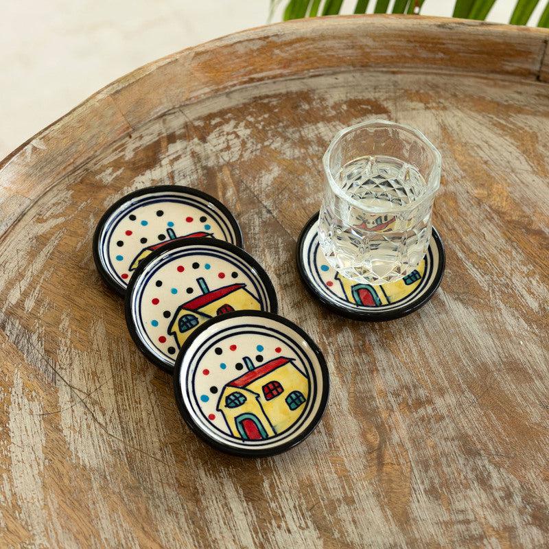 Sweet Home Handpainted Coaster - Set Of Four