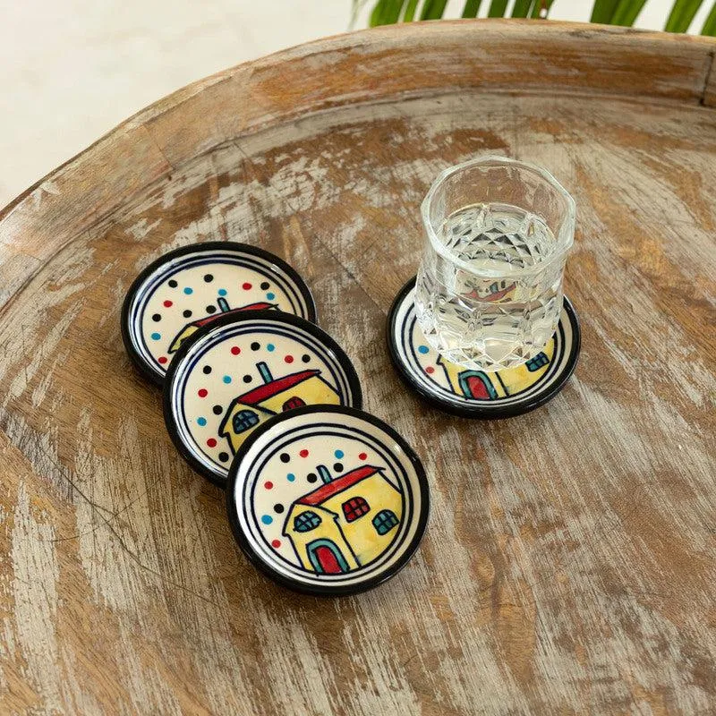 Sweet Home Handpainted Coaster - Set Of Four media 1