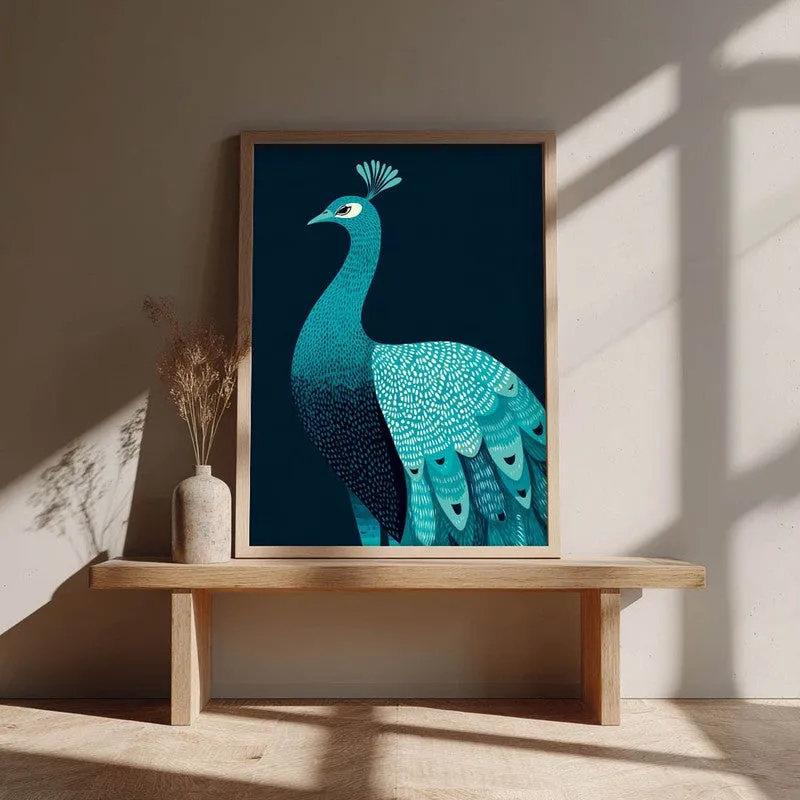 Elegant Peacock Canvas Wall Painting With Brown Frame media 6